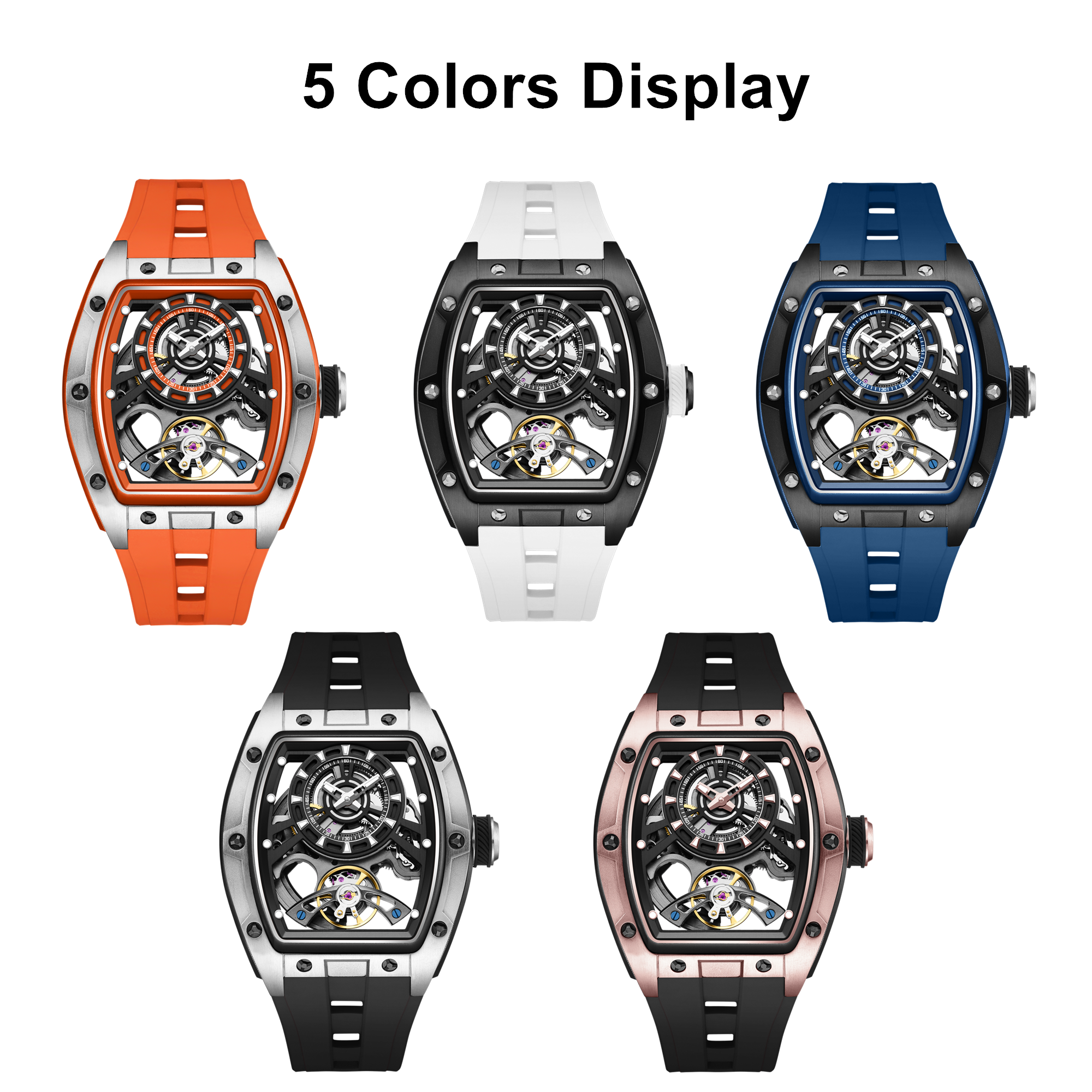 MEGIR Fashion Automatic Mechanical Watches for Men Waterproof Skeleton Dial Stainless Steel Case Male Wristwatch Clock 9198-6