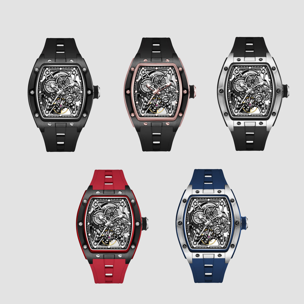 MEGIR Men's Mechanical Watch Fashion Hollow Out Automatic Movement Sport Wristwatches Waterproof Silicone Strap Watches 9198-3