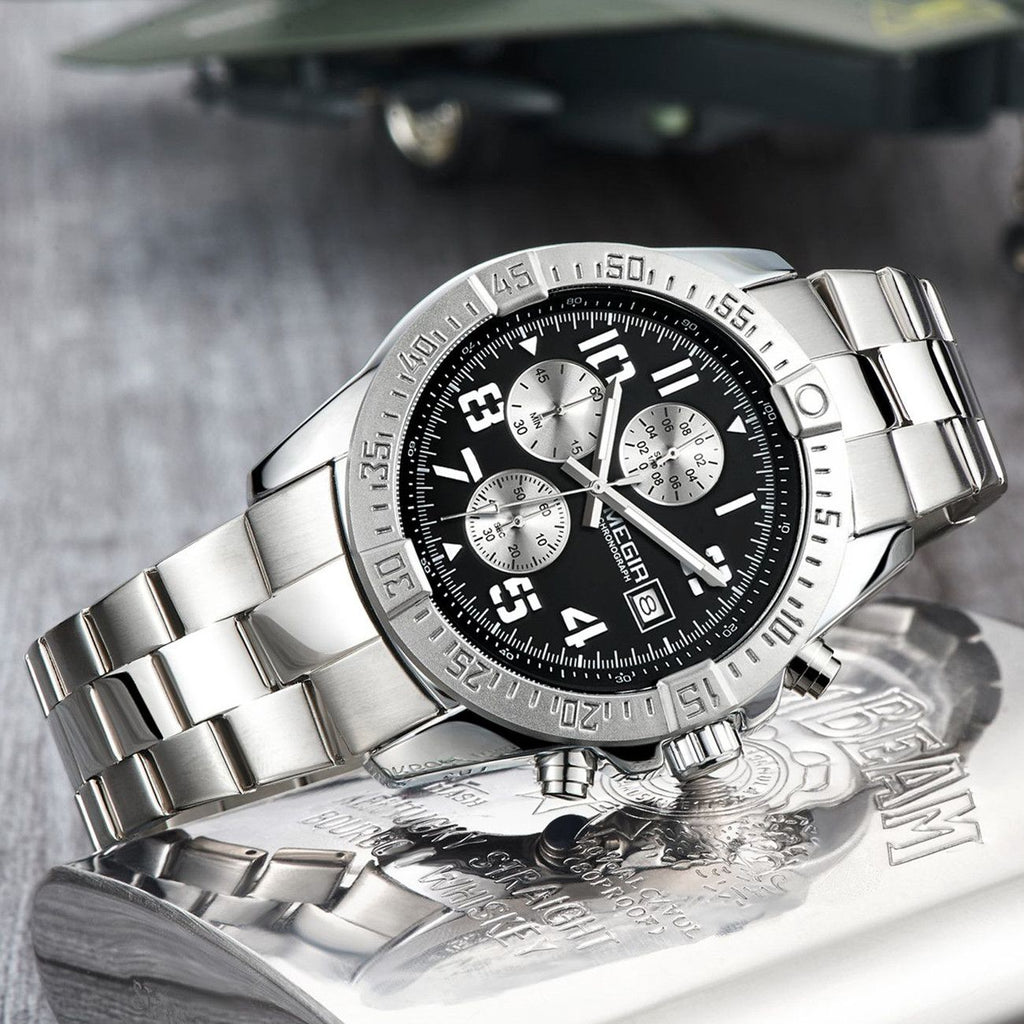MEGIR Men's Business Quartz Watches Top Luxury Brand Casual Wristwatch Waterproof Date Clock Stainless Steel Man Chronograph 2030