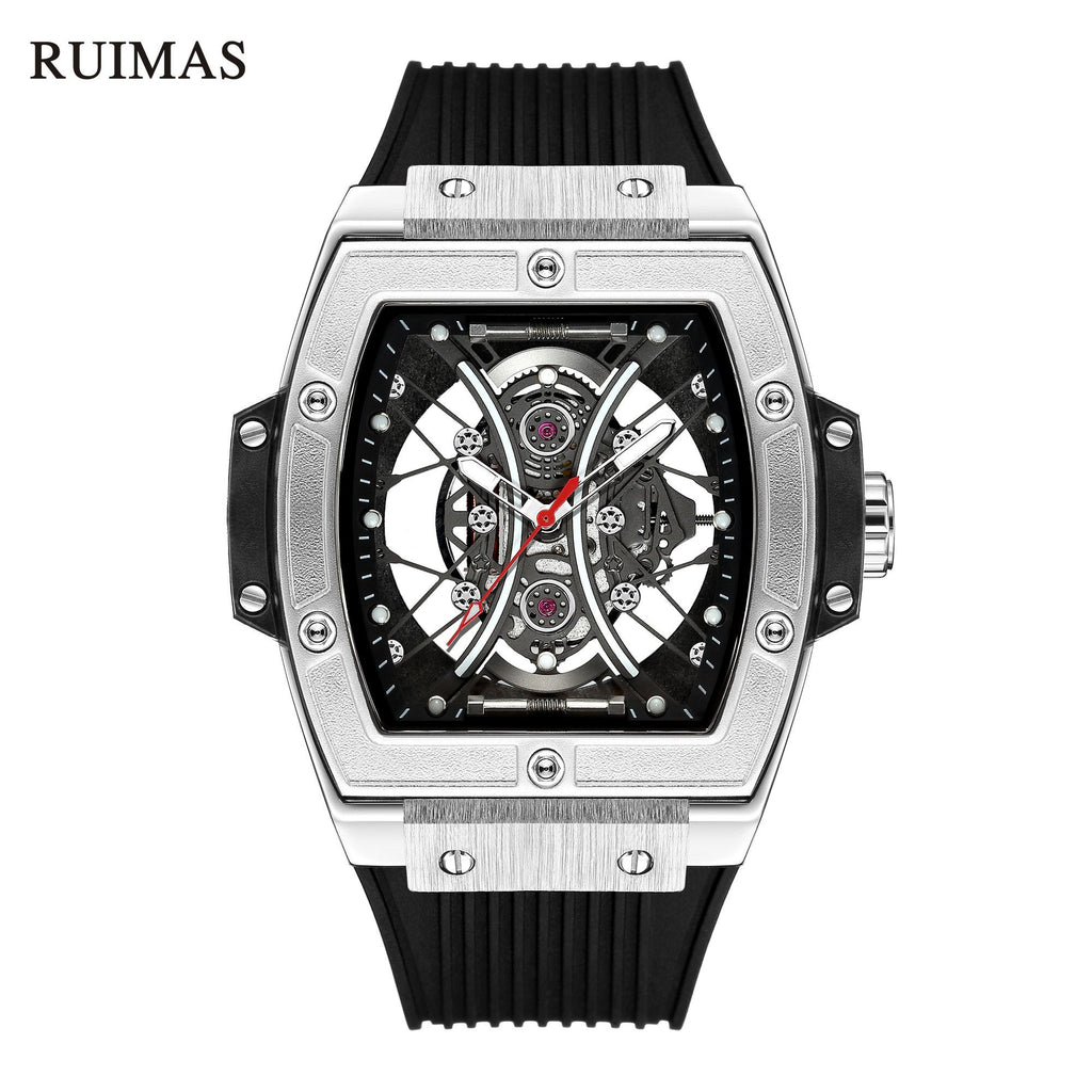 RUIMAS Quartz Sport Watches for Man Hollow Out Fashion Men Wristwatch 3ATM Waterproof Silicone Strap Clock Relogio Masculino 334