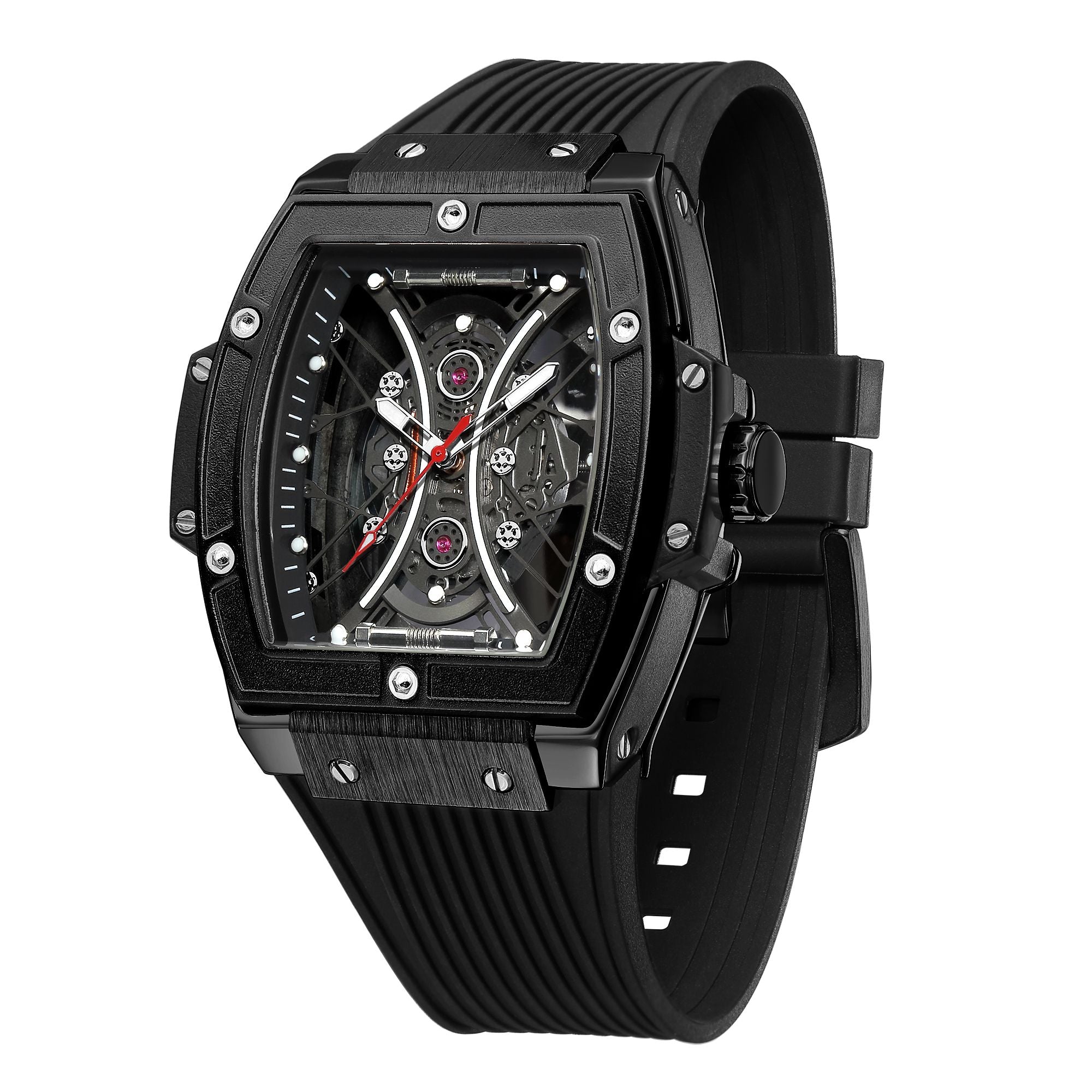 RUIMAS Quartz Sport Watches for Man Hollow Out Fashion Men Wristwatch 3ATM Waterproof Silicone Strap Clock Relogio Masculino 334