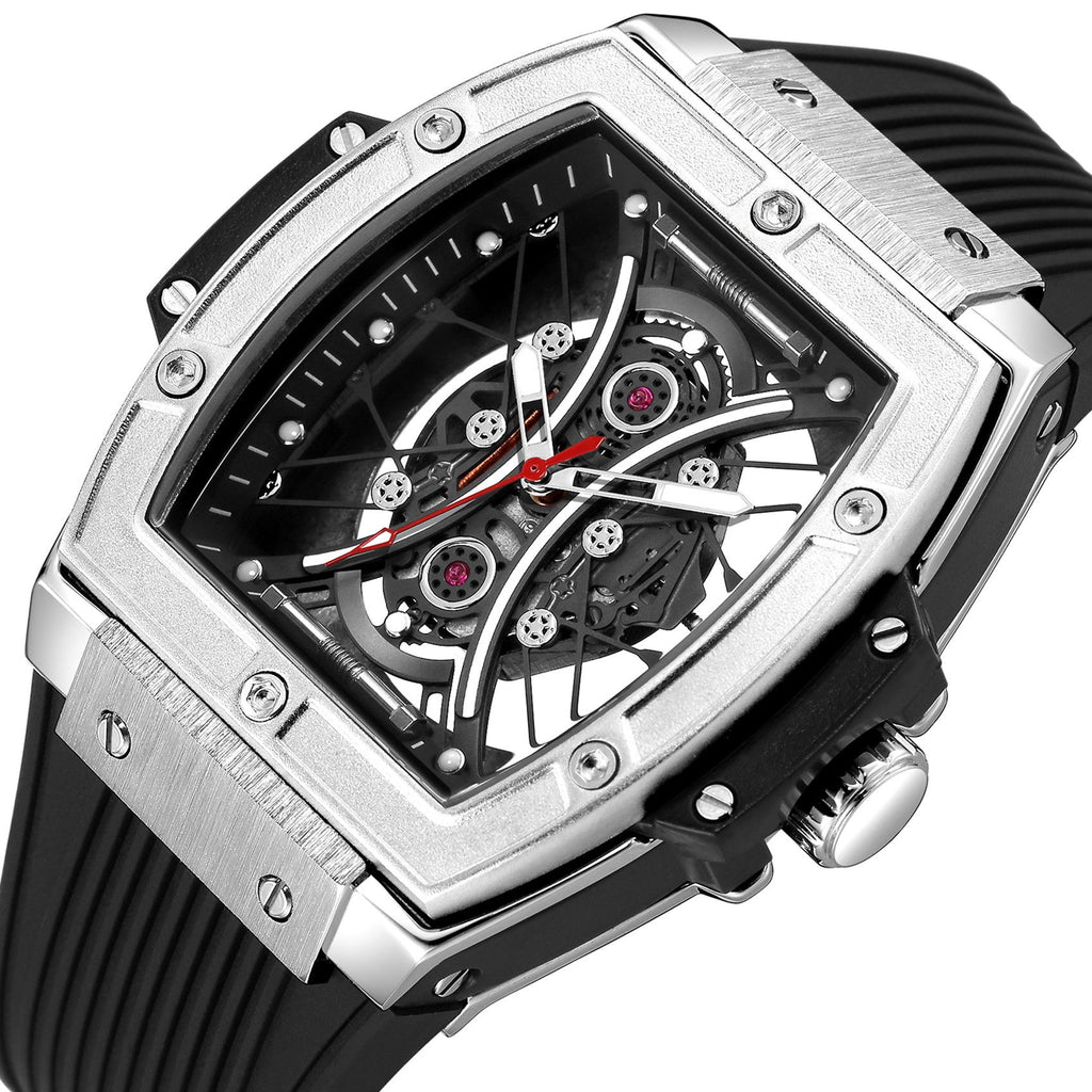 RUIMAS Quartz Sport Watches for Man Hollow Out Fashion Men Wristwatch 3ATM Waterproof Silicone Strap Clock Relogio Masculino 334