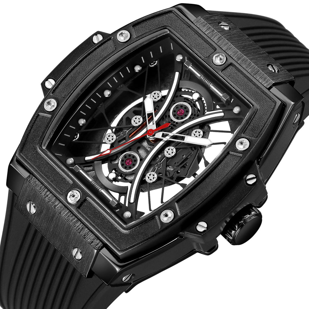 RUIMAS Quartz Sport Watches for Man Hollow Out Fashion Men Wristwatch 3ATM Waterproof Silicone Strap Clock Relogio Masculino 334