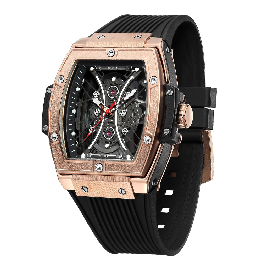 RUIMAS Quartz Sport Watches for Man Hollow Out Fashion Men Wristwatch 3ATM Waterproof Silicone Strap Clock Relogio Masculino 334