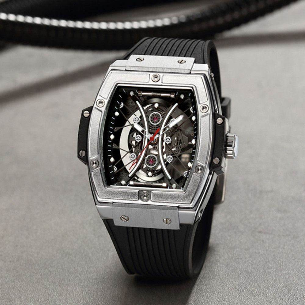 RUIMAS Quartz Sport Watches for Man Hollow Out Fashion Men Wristwatch 3ATM Waterproof Silicone Strap Clock Relogio Masculino 334