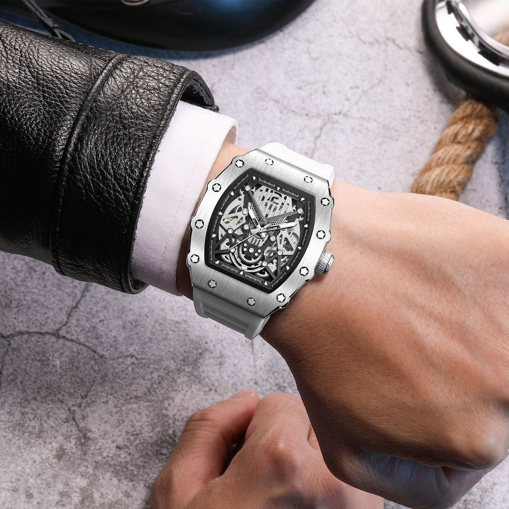 RUIMAS Luxury Watch Men Fashion Automatic Mechanical Watches Clock Silicone Strap Sport Casual Wristwatch Big Dial Reloj Hombre 341