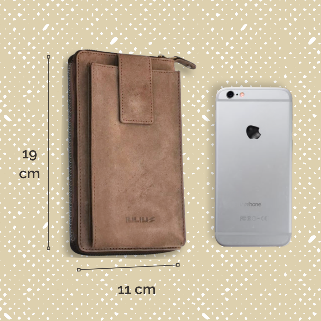 Bolso Cruzado de Cuero para Móvil (Marrón Piedra)