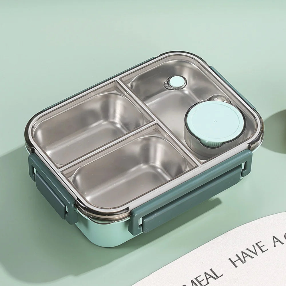 304 Stainless steel Lunch box with Tableware for Adults Kids Leakproof Lunch Container Portable Grids Bento Box Food Containers