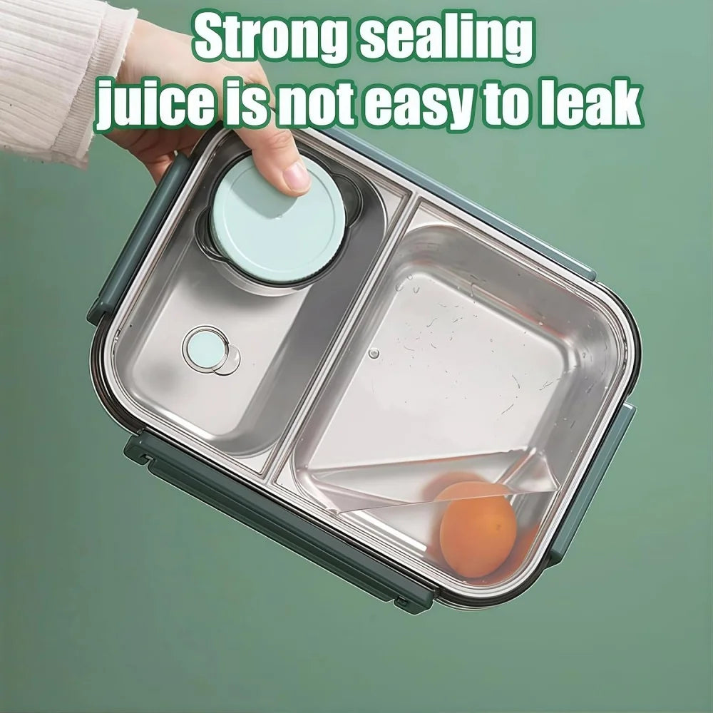 304 Stainless steel Lunch box with Tableware for Adults Kids Leakproof Lunch Container Portable Grids Bento Box Food Containers