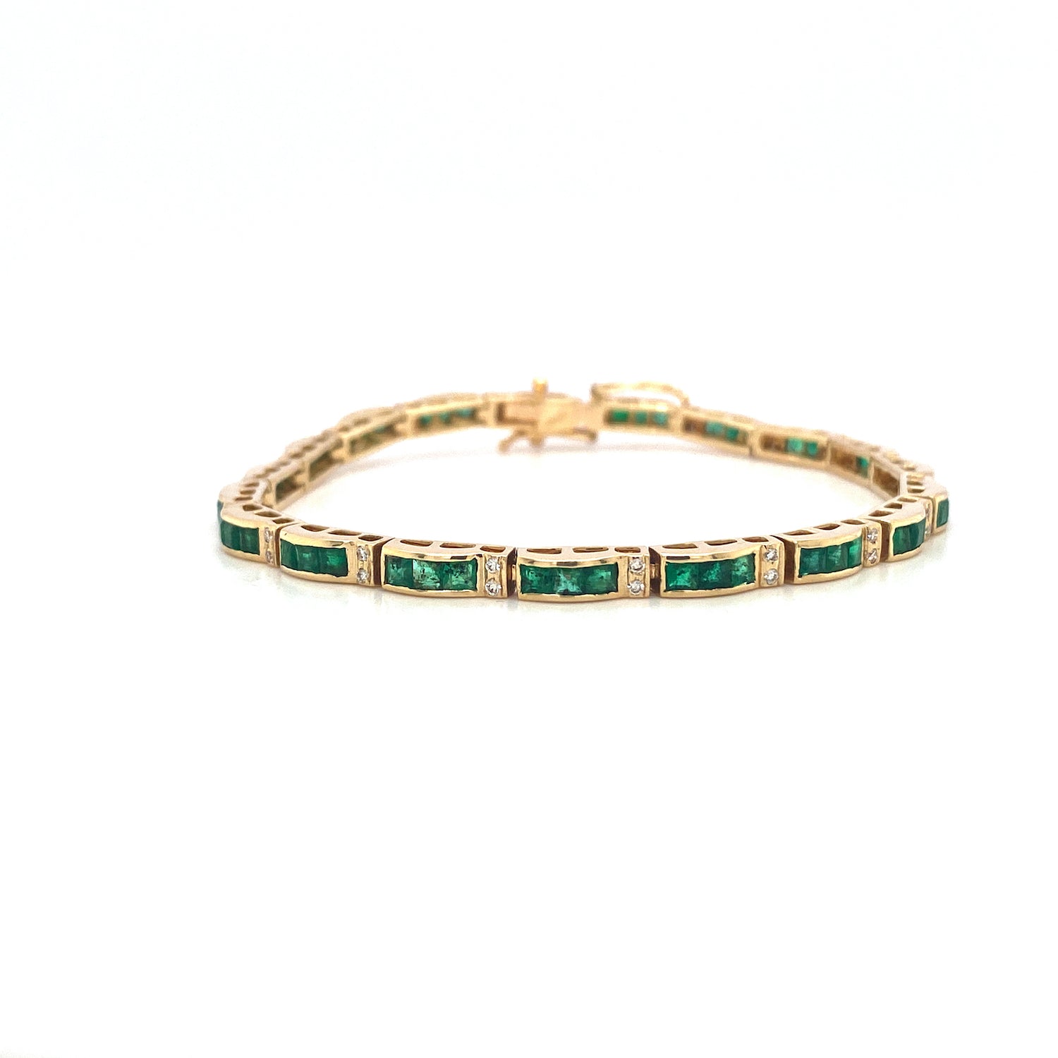 Emerald and Diamond Bracelet in 14K Yellow Gold - KGD 41538