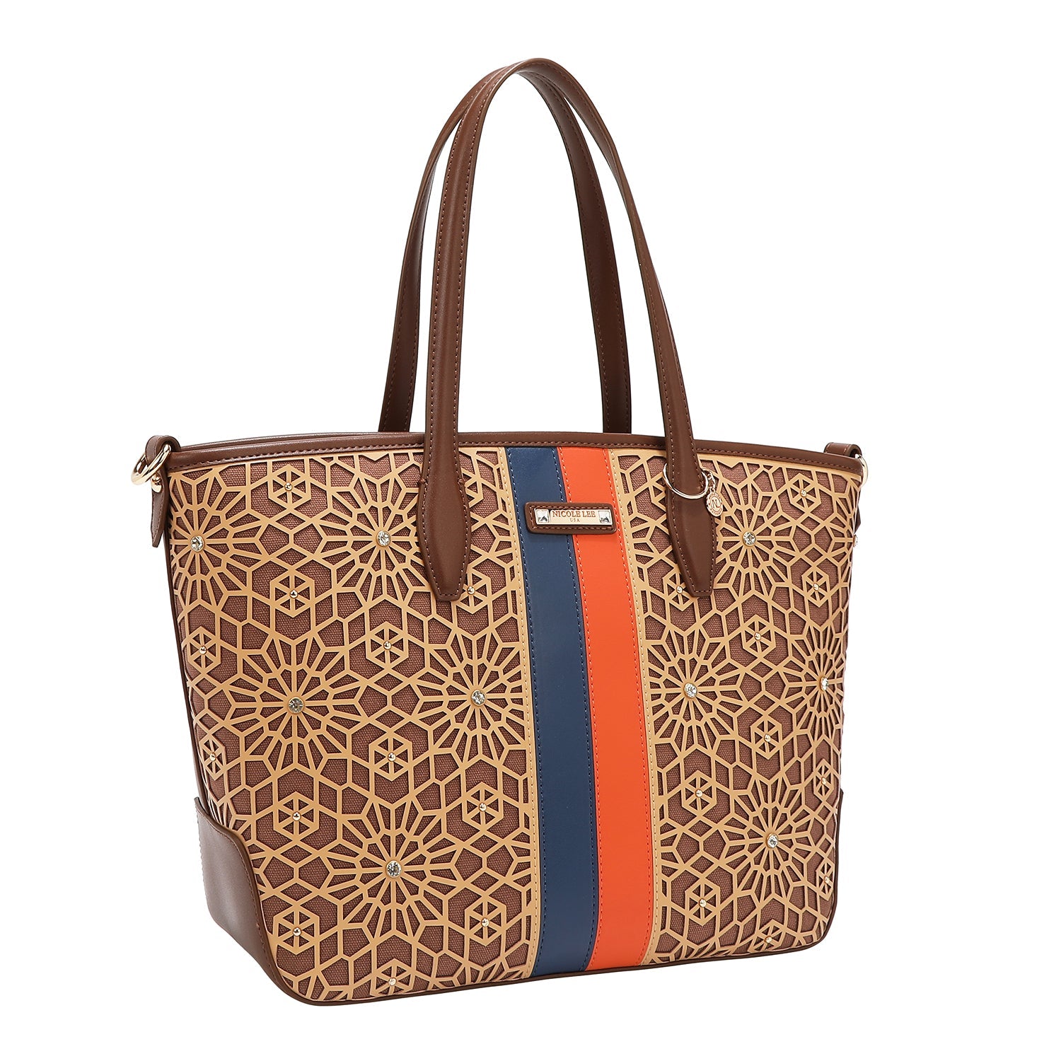 SHOPPER GEOMÉTRICO CORTADO CON LÁSER (MARRON)