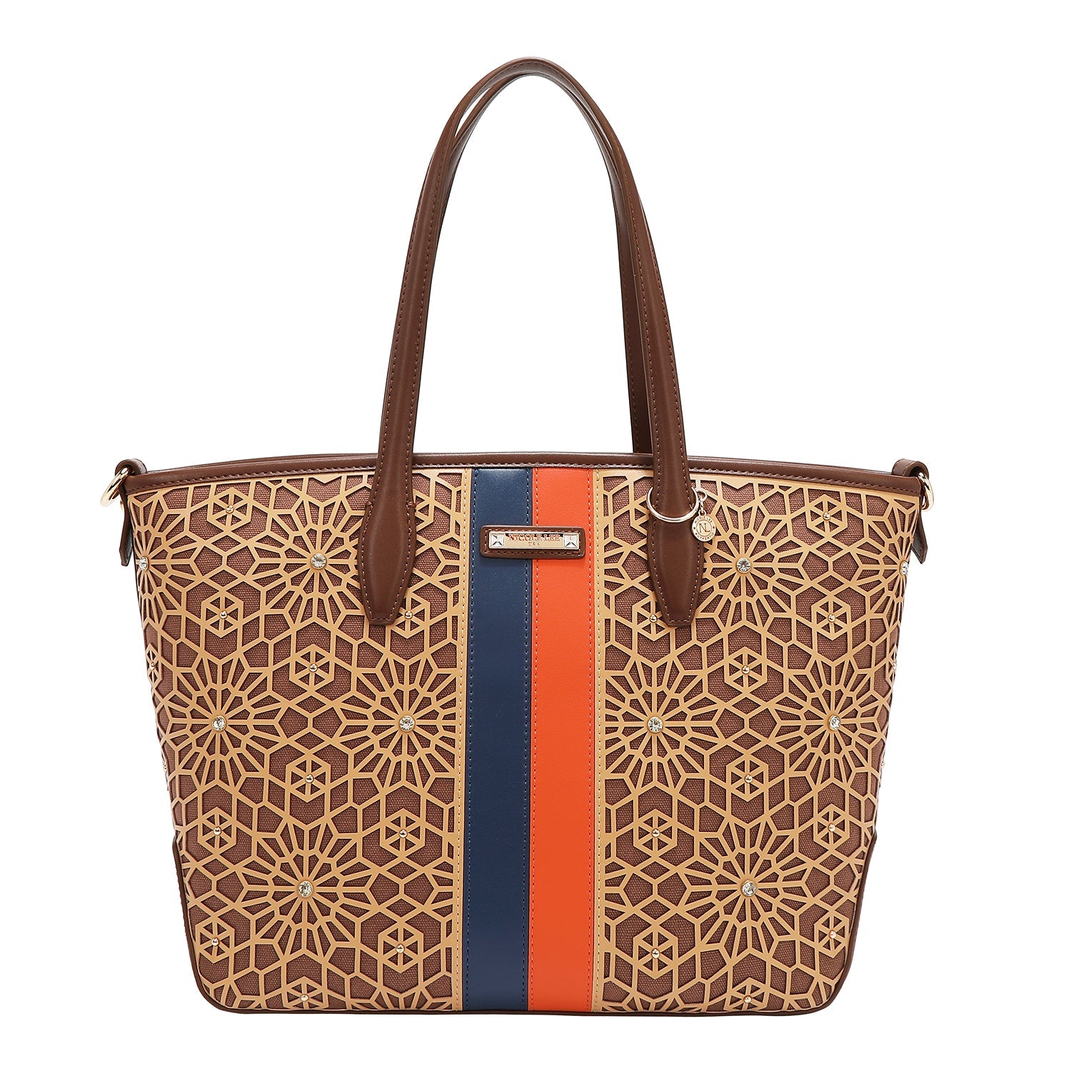 SHOPPER GEOMÉTRICO CORTADO CON LÁSER (MARRON)