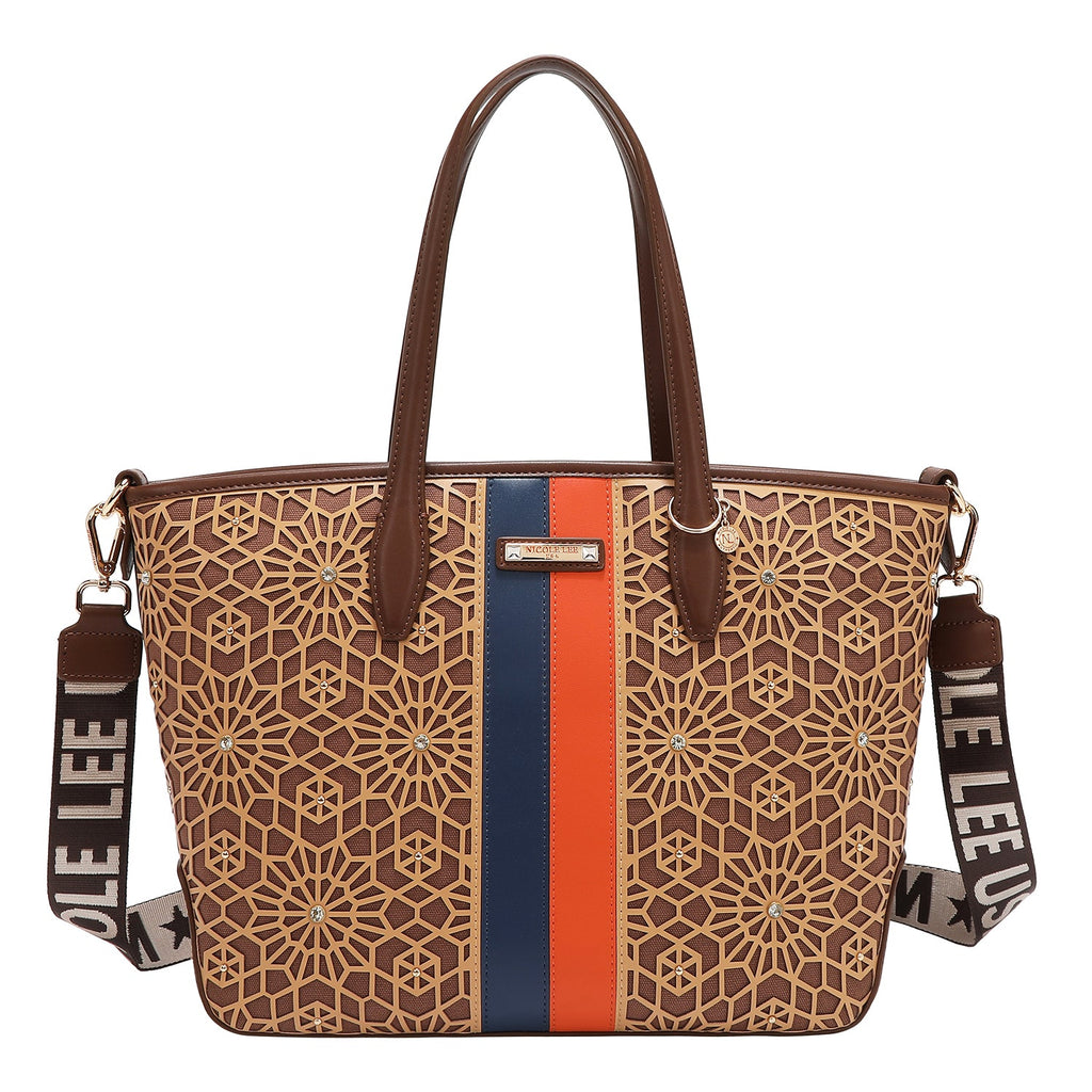 SHOPPER GEOMÉTRICO CORTADO CON LÁSER (MARRON)