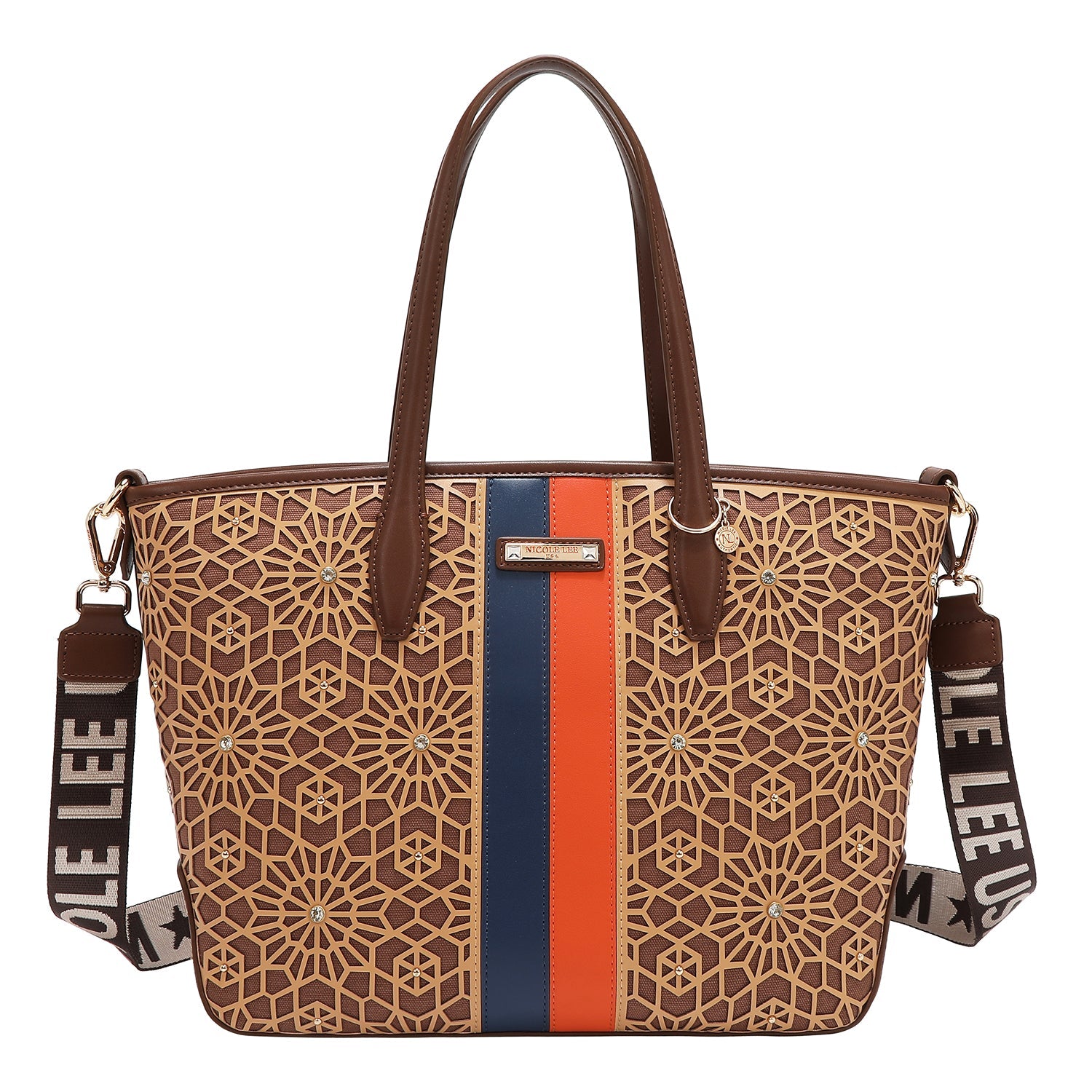 SHOPPER GEOMÉTRICO CORTADO CON LÁSER (MARRON)