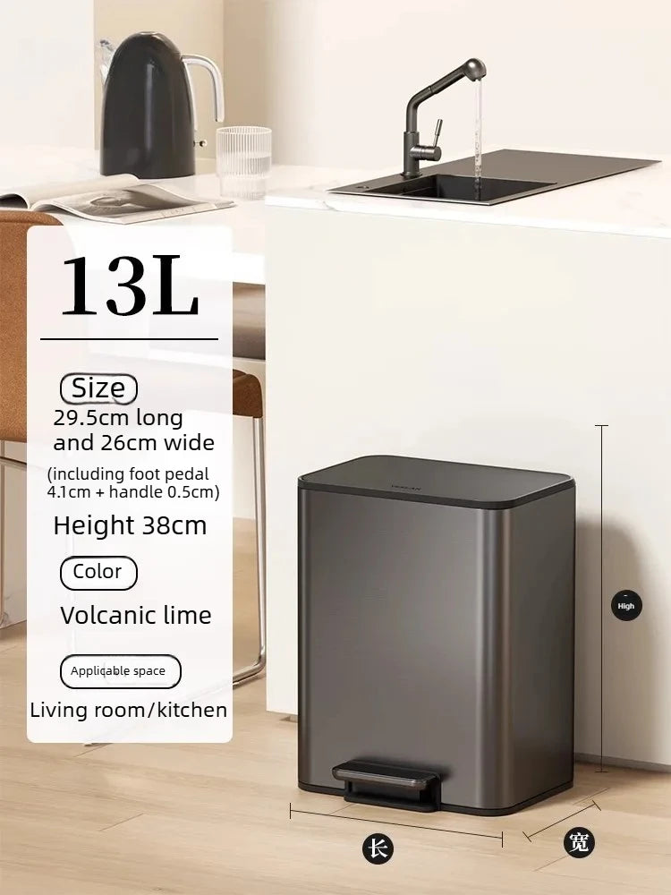 Kitchen Bin Large Large Capacity New Household Living Room Light Luxury High-grade Stainless Steel Italian Style Furniture