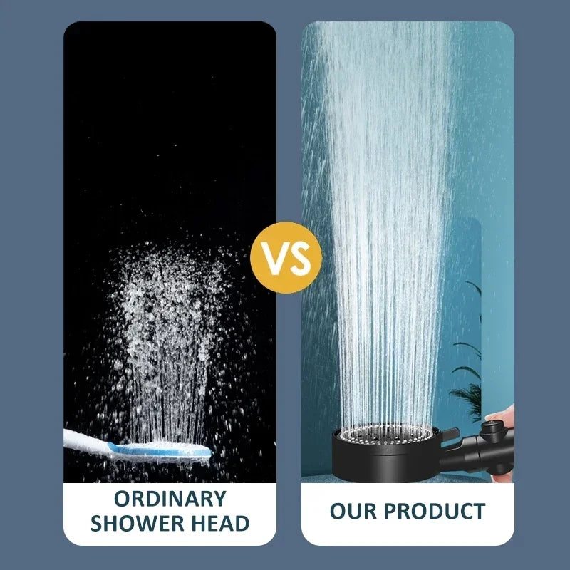 Adjustable High Pressure Shower Head 5 Modes with Hose Water Saving One-Key Stop Spray Nozzle - Bathroom Shower Accessories