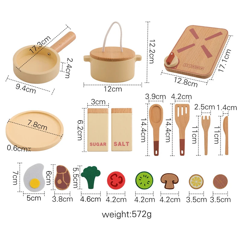 Kid Wooden Kitchen Toy Baby Play Kitchen Building Block Model Set Newborn Pretend Cooking Food Kitchen Toys Simulation Game Gift