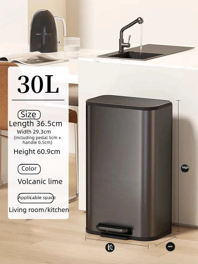 Kitchen Bin Large Large Capacity New Household Living Room Light Luxury High-grade Stainless Steel Italian Style Furniture