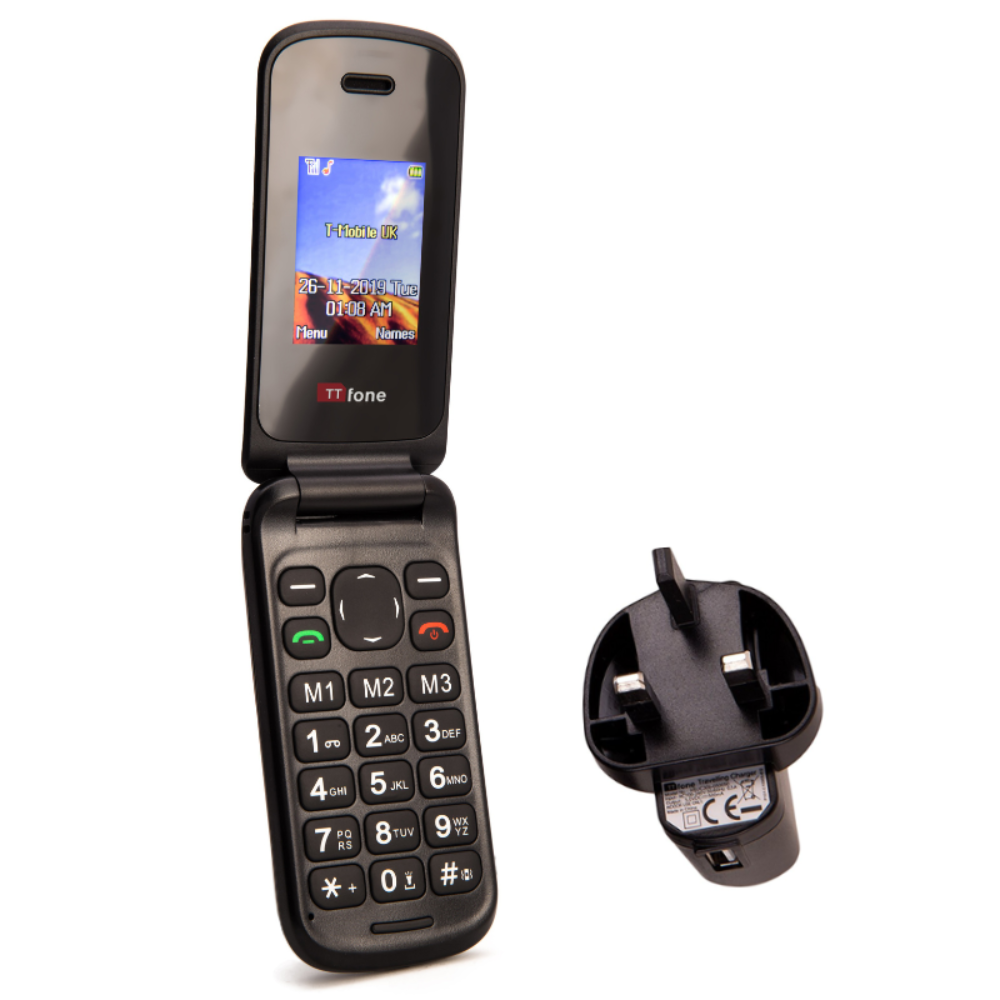 Returned Resale - TTfone Black TT140 with Mains Charger and Vodafone Pay As You Go