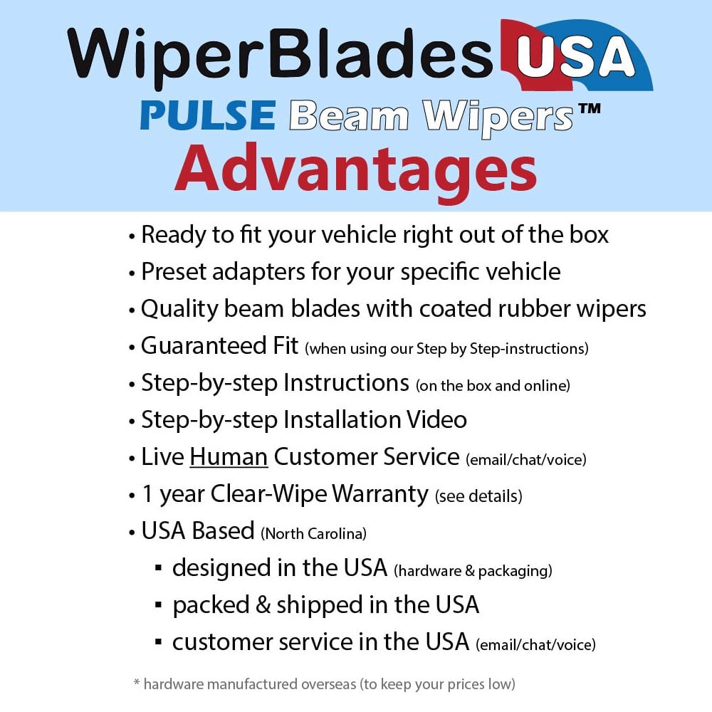 2006 Nissan Murano (Late) Wiper Blades w/1yr Wear Warranty (Set of 2) Wipers