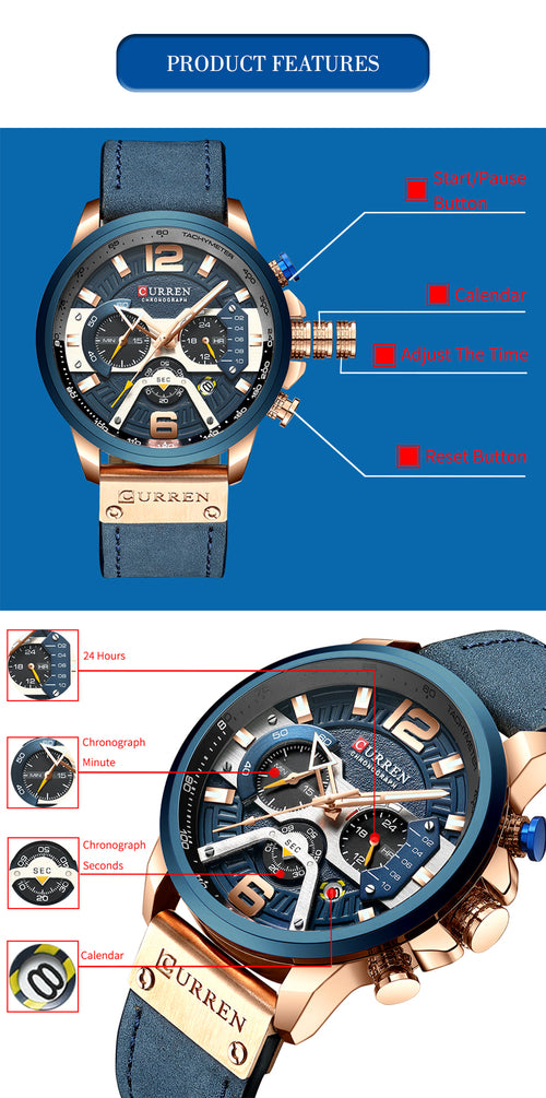 Top Brand Luxury Military Leather Wrist Watch Men Wristwatch